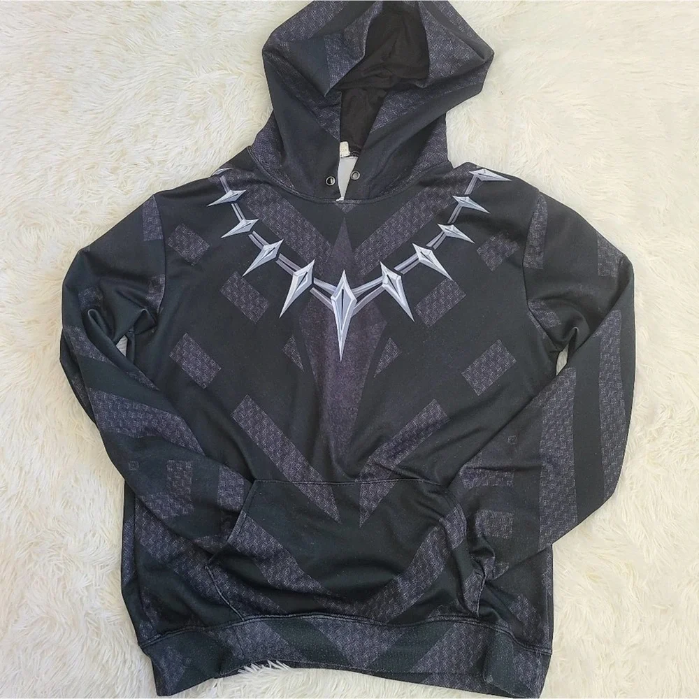 Men's Marvel Black Panther Comic Character Logo Hoodie SZ XL